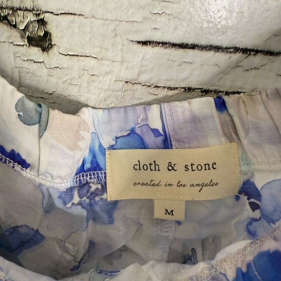 CLOTH & STONE ANTHROPOLOGIE chambray shorts elastic waist blue size medium - Picture 4 of 6